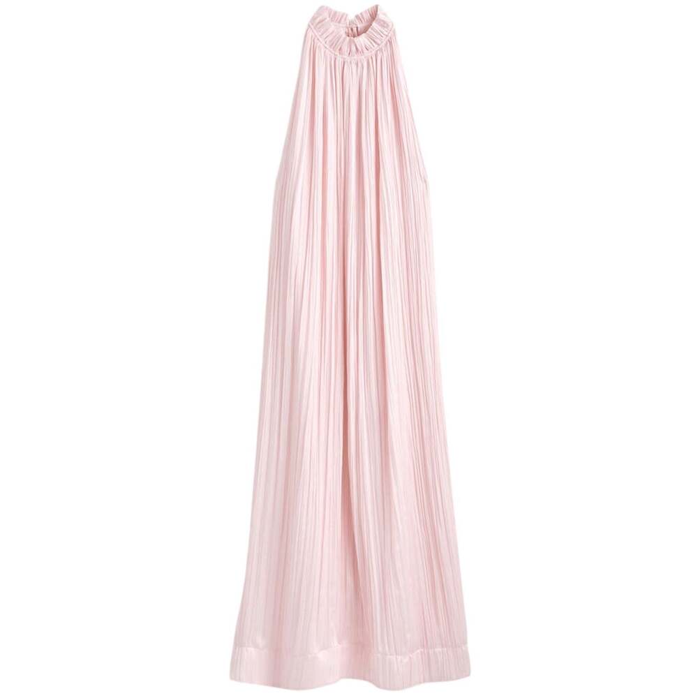 Cos Elegant Pink Crinkled Satin Midi Dress Size 8